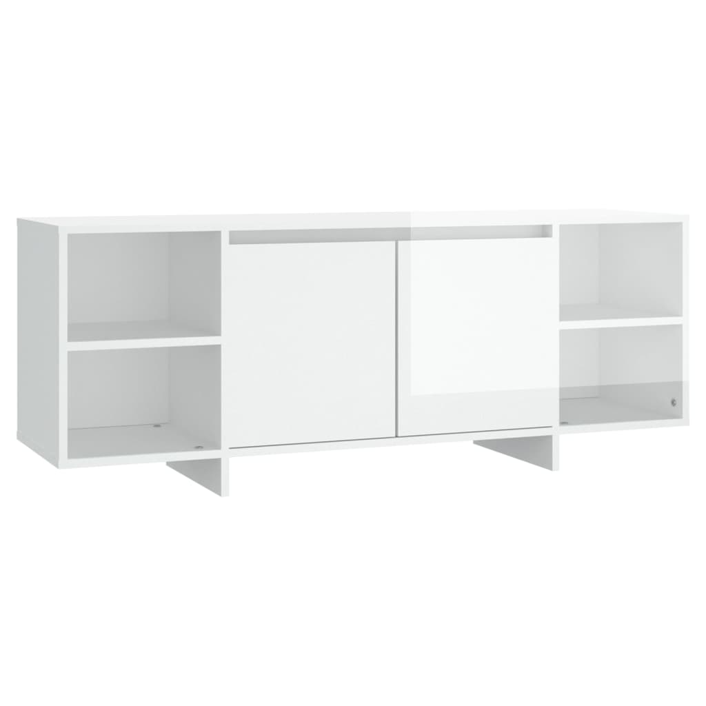 Meuble TV blanc brillant 130x35x50 cm bois d'ingénierie