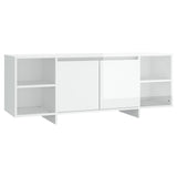 Meuble TV blanc brillant 130x35x50 cm bois d'ingénierie