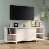 Meuble TV blanc brillant 130x35x50 cm bois d'ingénierie