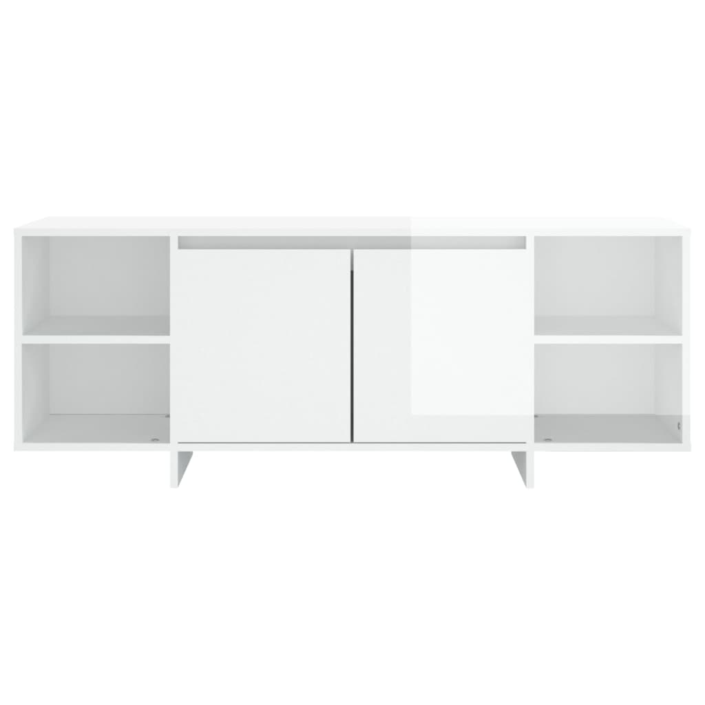 Meuble TV blanc brillant 130x35x50 cm bois d'ingénierie