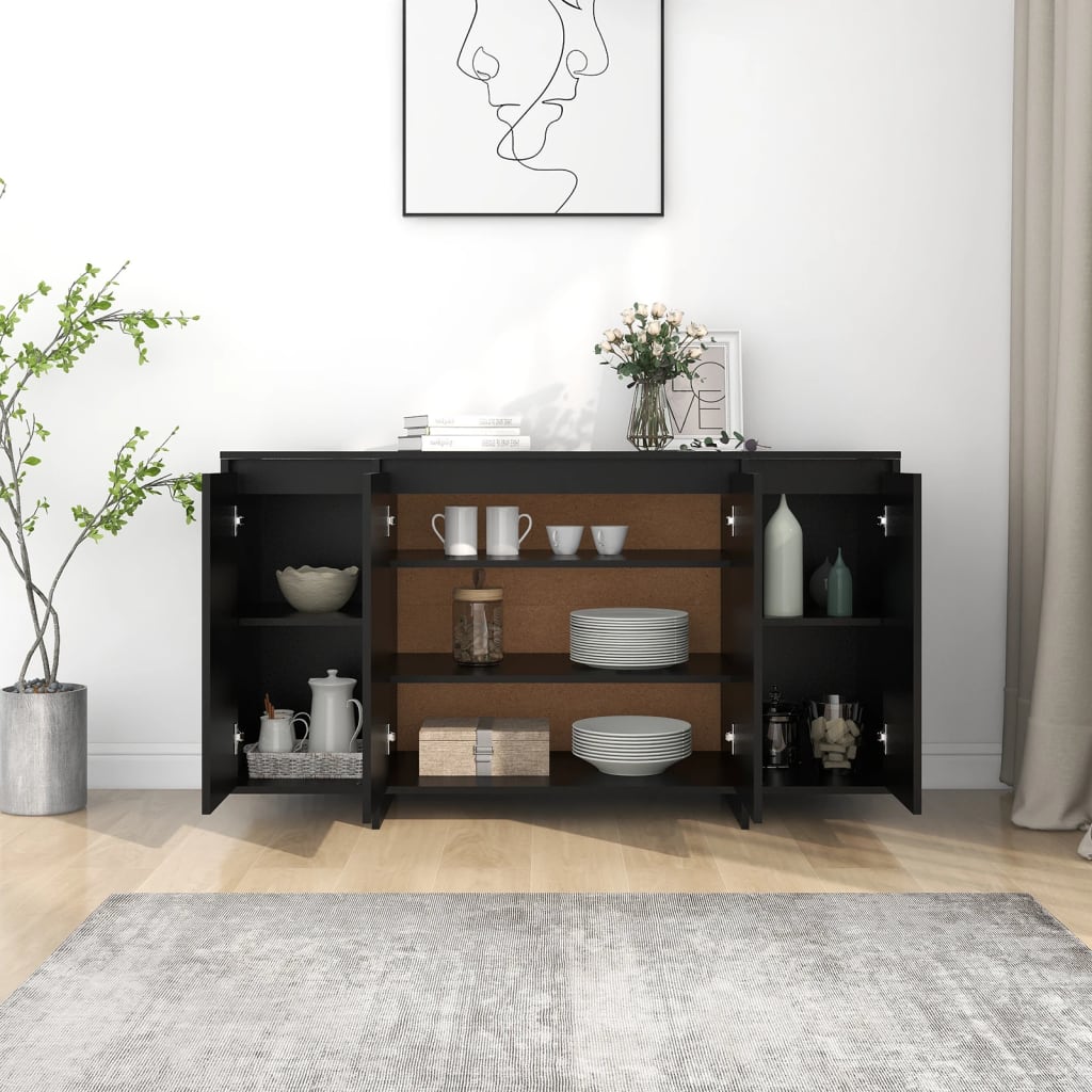 Buffet noir 135x41x75 cm bois d'ingénierie