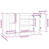 Buffet chêne sonoma 135x41x75 cm bois d'ingénierie