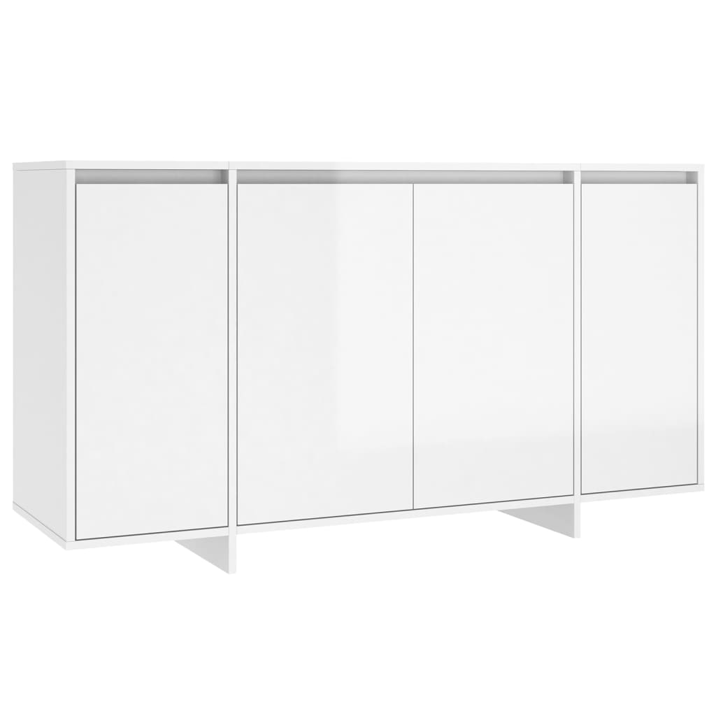 Buffet blanc brillant 135x41x75 cm bois d'ingénierie