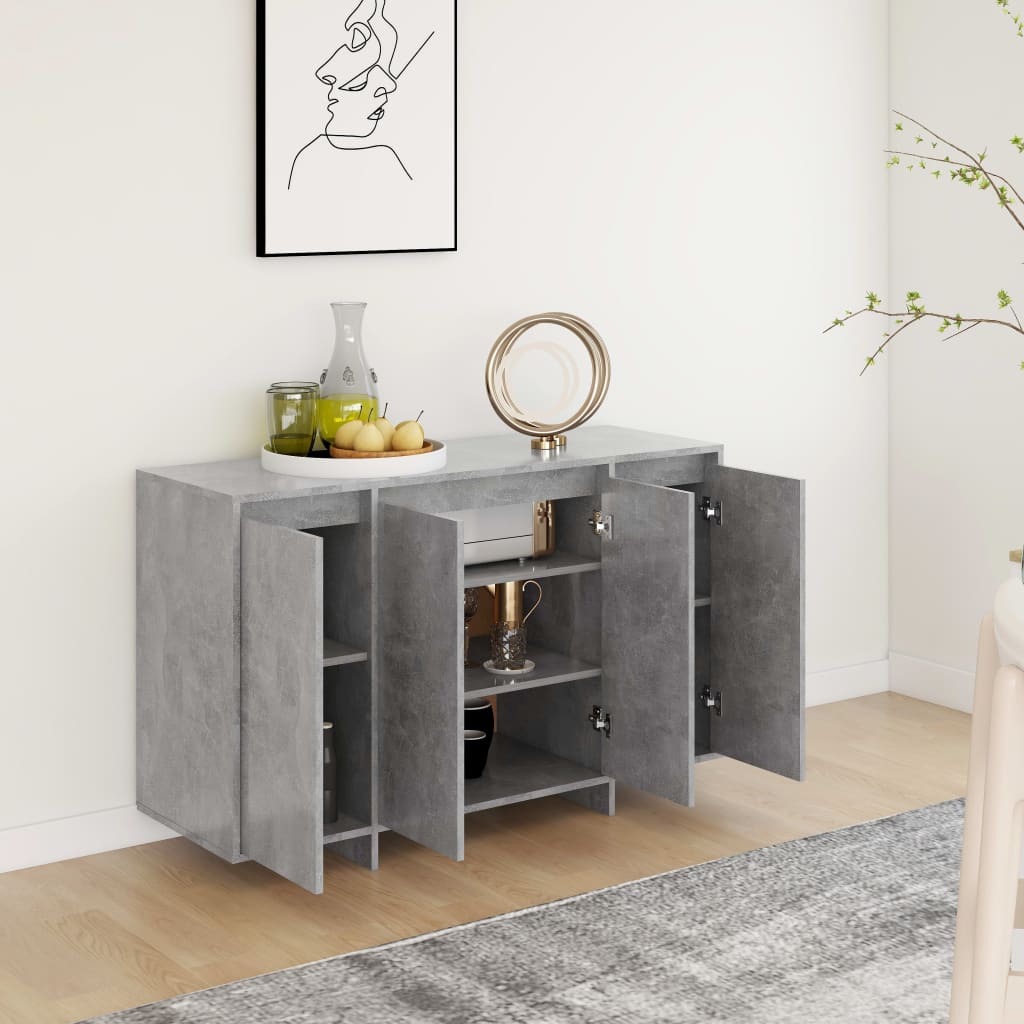 Concrete gray sideboard 120x41x75 cm engineered wood