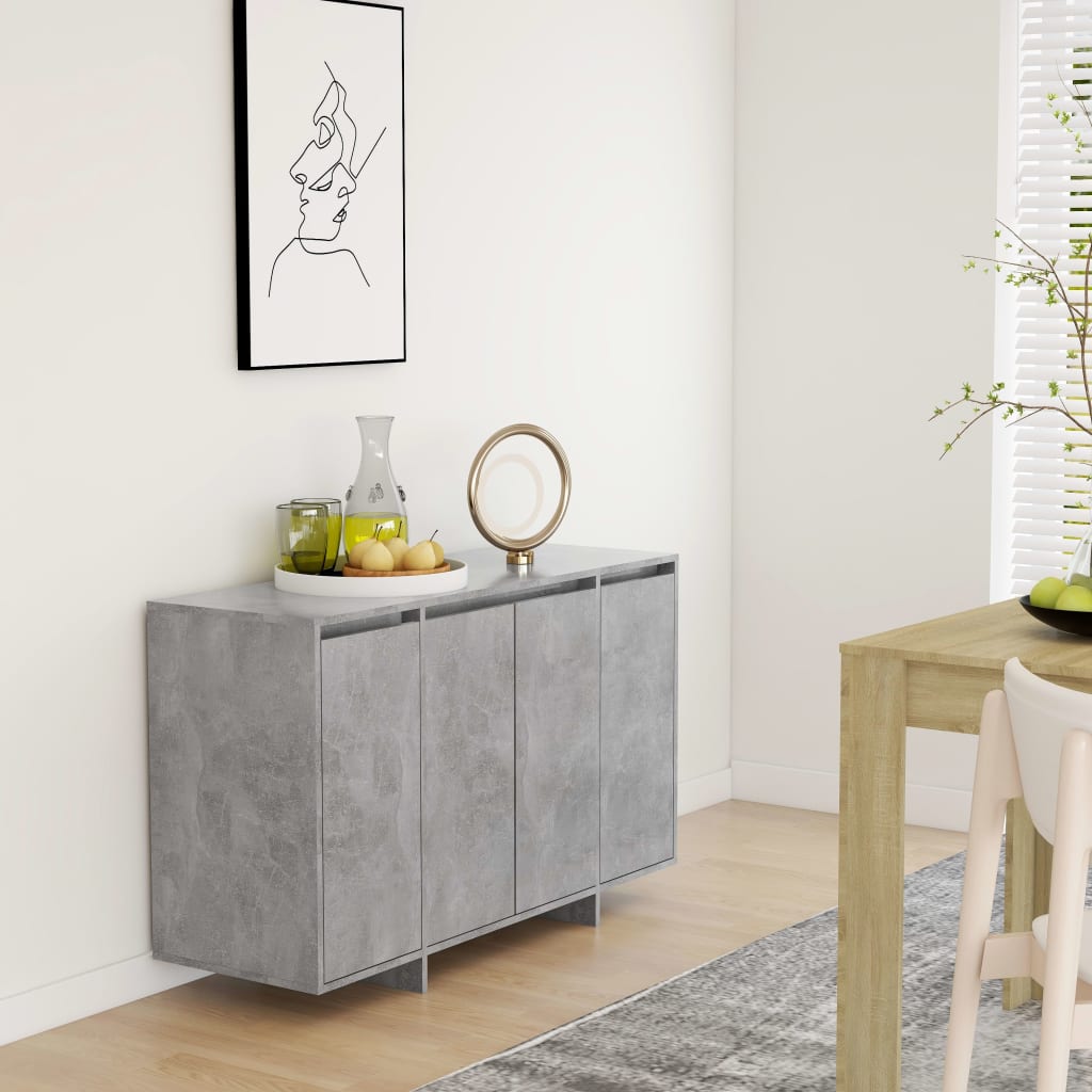 Concrete gray sideboard 120x41x75 cm engineered wood