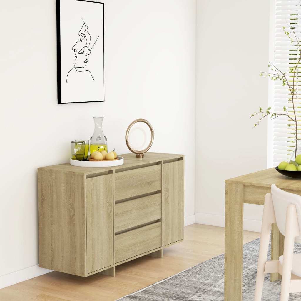 Sideboard mit 3 Schubladen Sonoma-Eiche 120x41x75 cm Holzwerkstoff