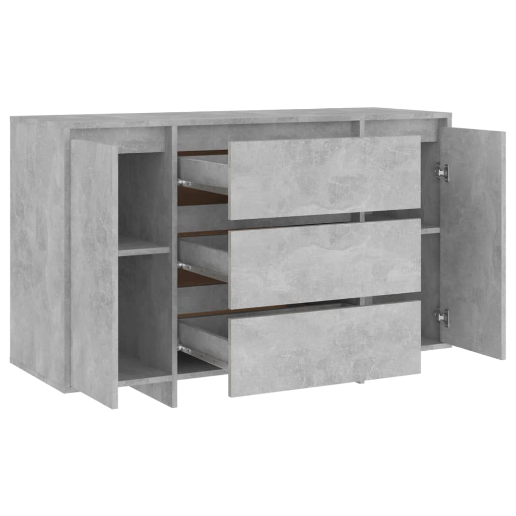 Buffet avec 3 tiroirs Gris béton 120x41x75 cm Bois d'ingénierie