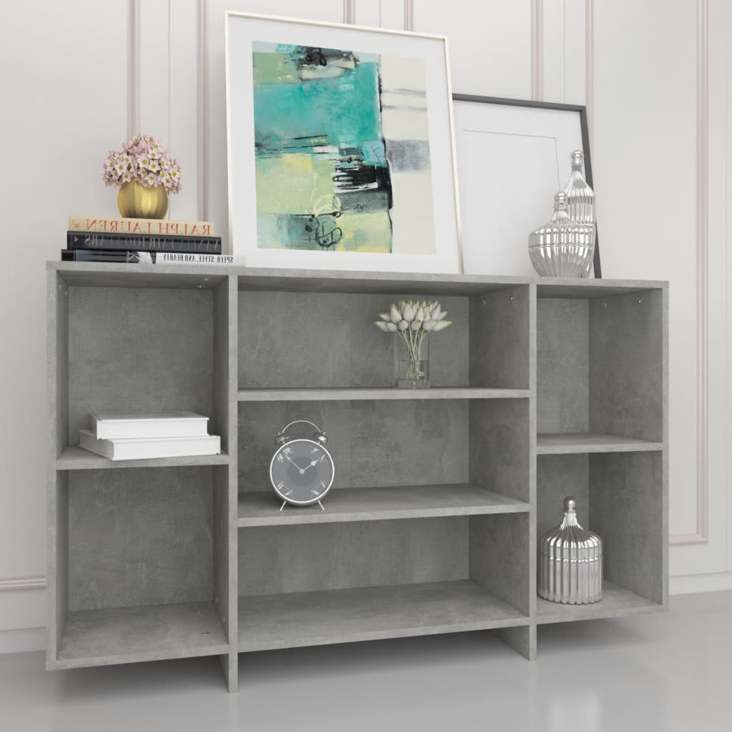 Concrete gray sideboard 120x30x75 cm engineered wood