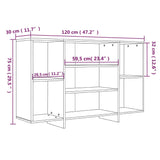 Concrete gray sideboard 120x30x75 cm engineered wood