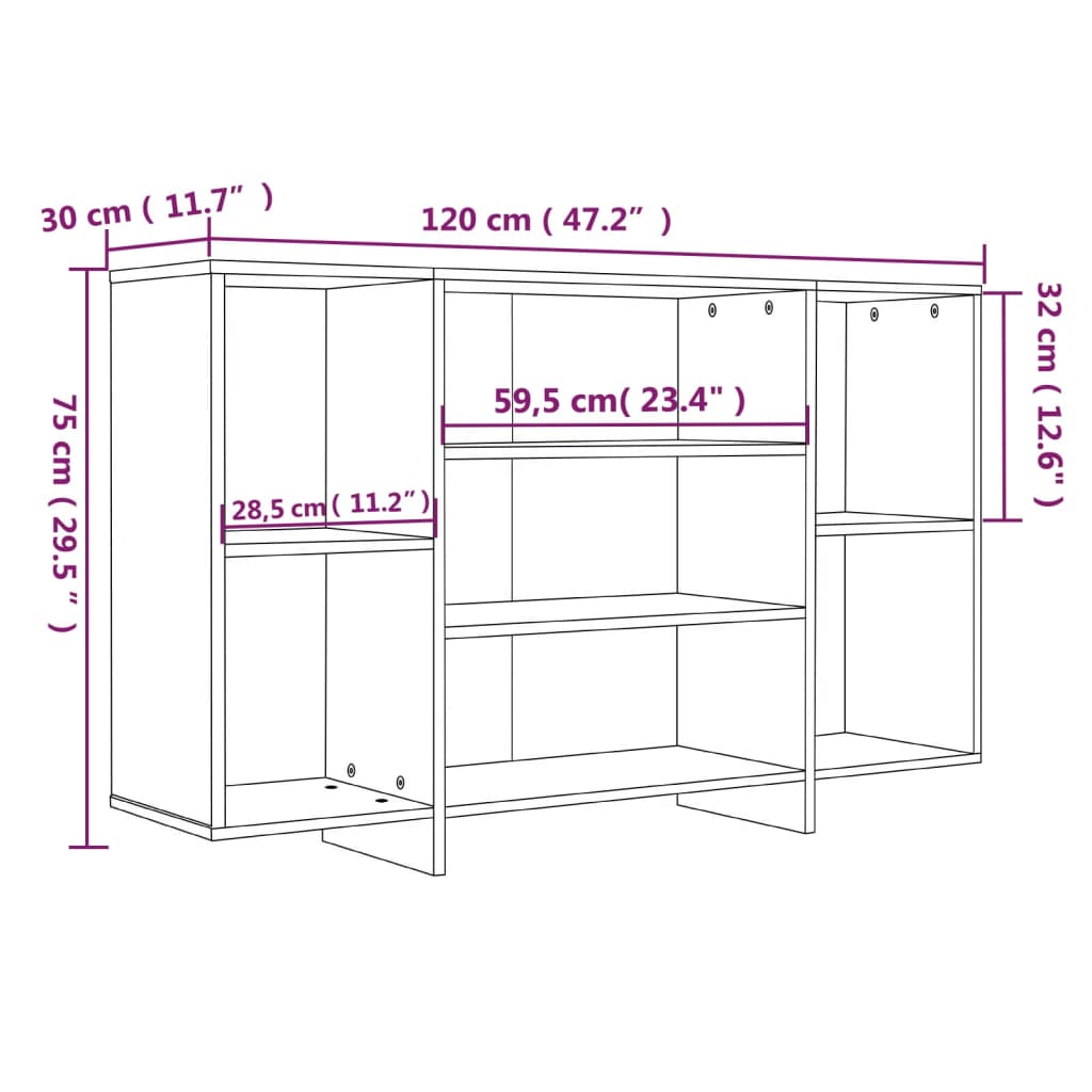 Buffet blanc brillant 120x30x75 cm bois d'ingénierie