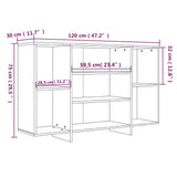 Buffet blanc brillant 120x30x75 cm bois d'ingénierie