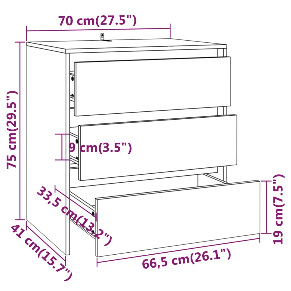 Buffet Blanc 70x41x75 cm Bois d'ingénierie