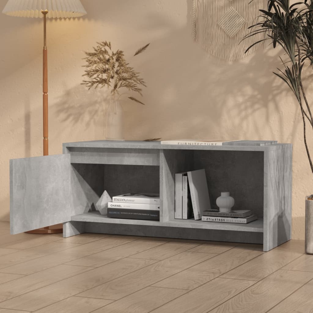 Meuble TV gris béton 90x35x40 cm bois d'ingénierie