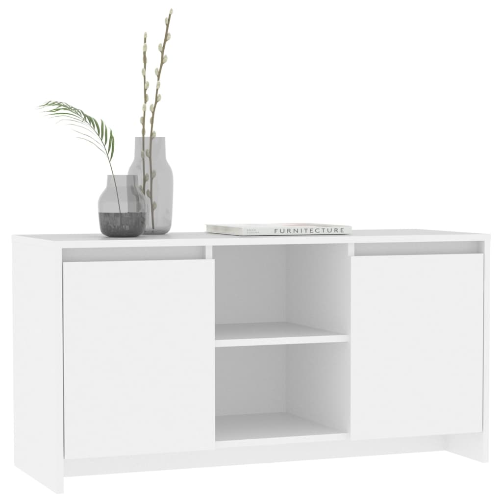 Meuble TV Blanc 102x37,5x52,5 cm Bois d'ingénierie