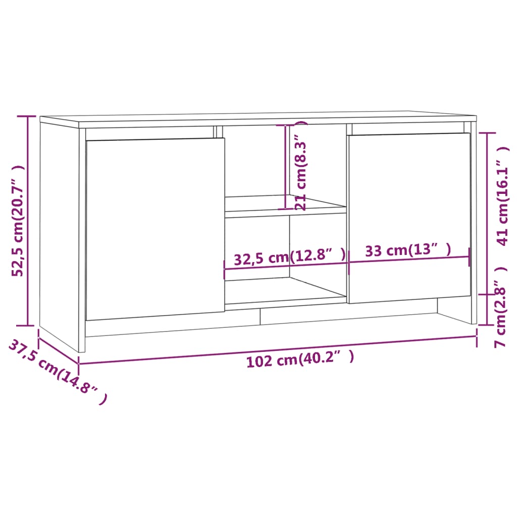 Meuble TV Chêne sonoma 102x37,5x52,5 cm Bois d'ingénierie