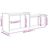 Meuble TV Blanc 146,5x35x50 cm Bois d'ingénierie