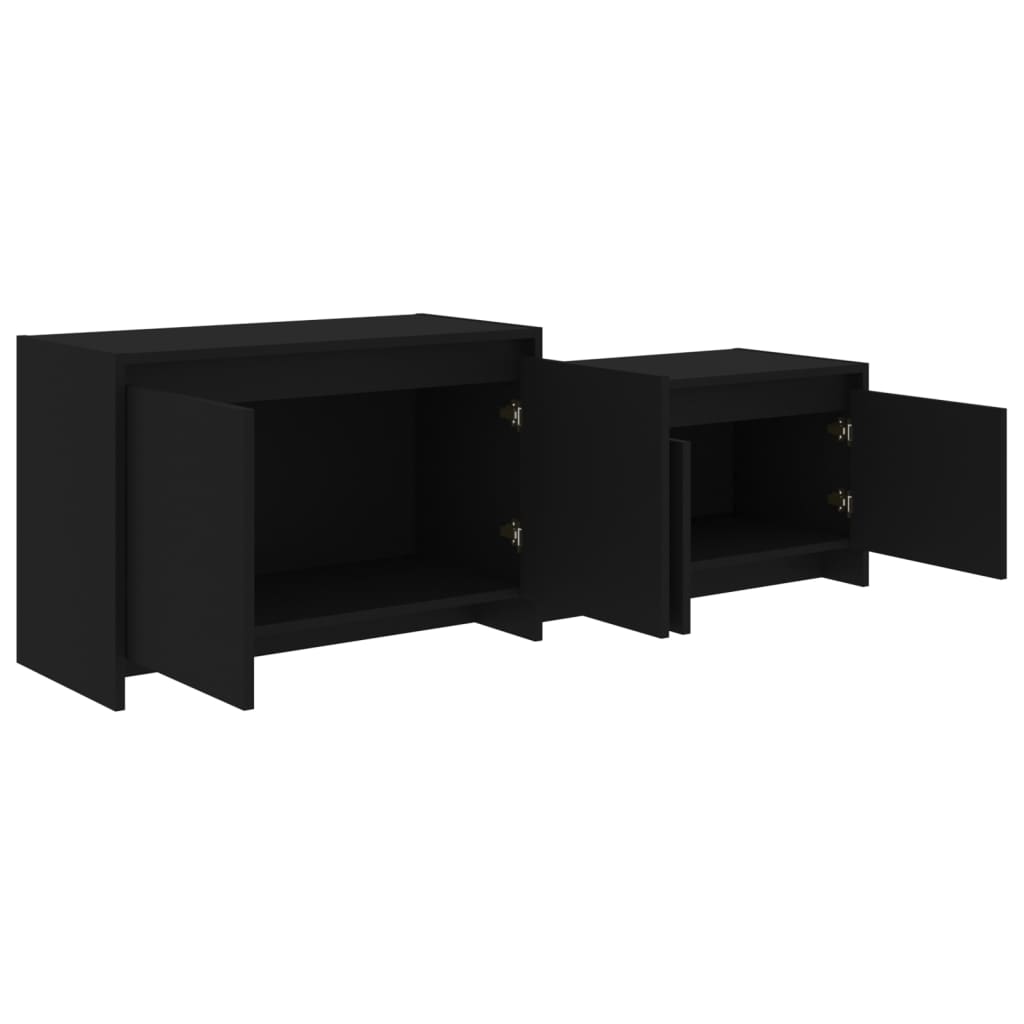 Black TV cabinet 146.5x35x50 cm Engineered wood