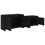 Black TV cabinet 146.5x35x50 cm Engineered wood