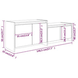 Meuble TV gris béton 146,5x35x50 cm bois d'ingénierie