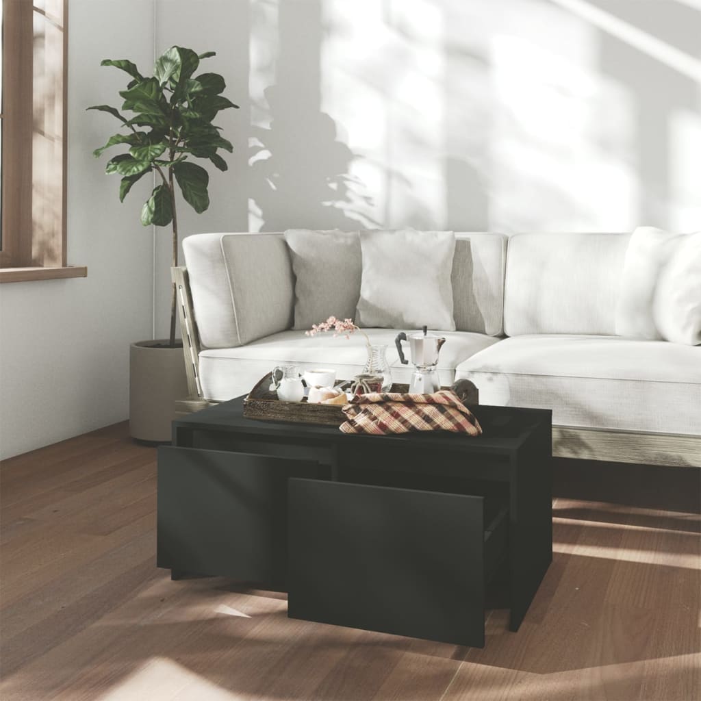 Black coffee table 90x50x41.5 cm engineered wood