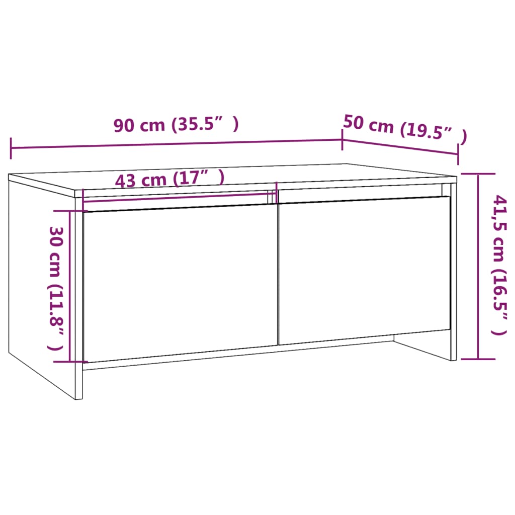 Table basse chêne sonoma 90x50x41,5 cm bois d'ingénierie