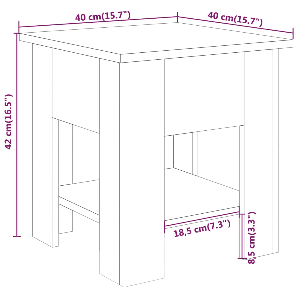 Table basse chêne sonoma 40x40x42 cm bois d'ingénierie