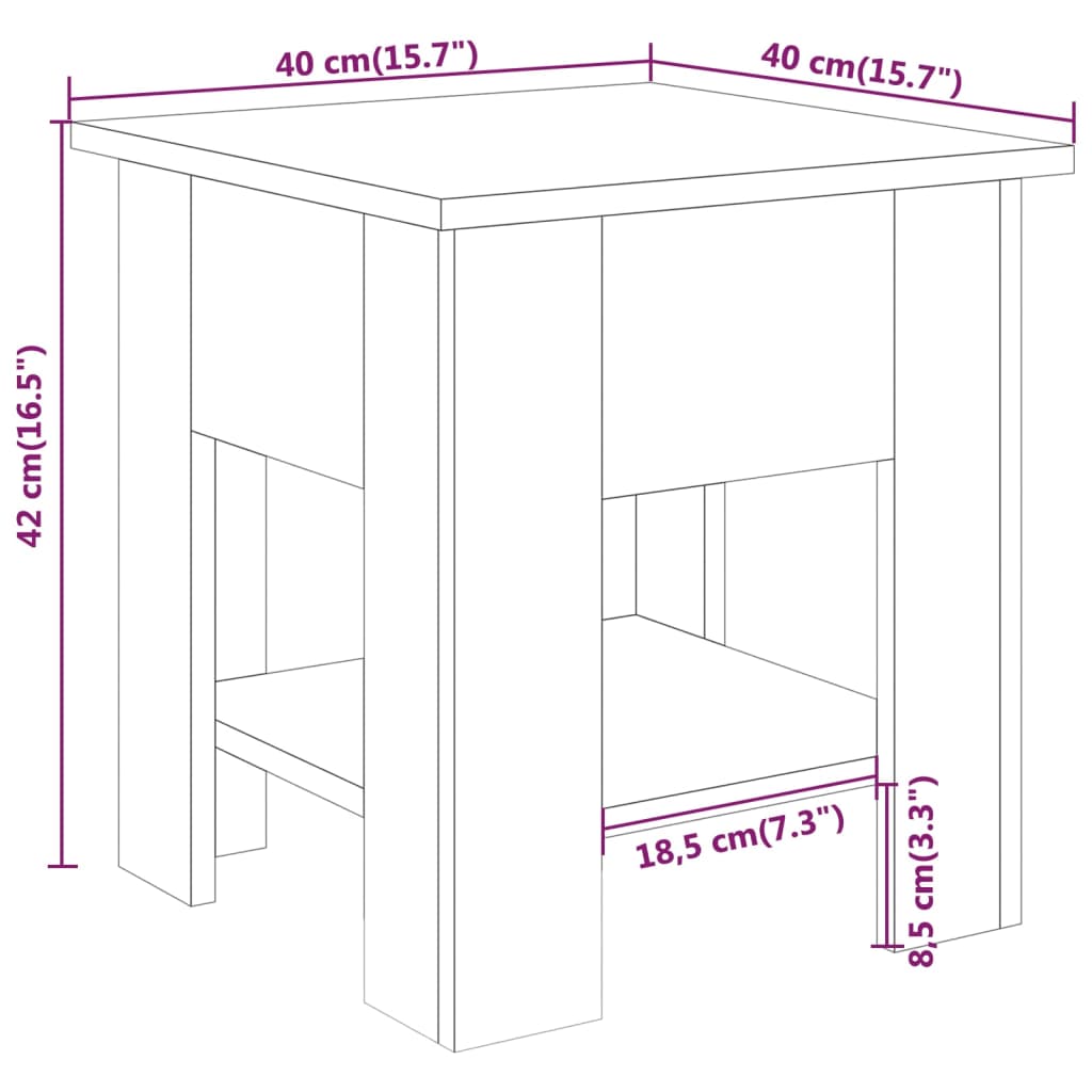 Table basse gris béton 40x40x42 cm bois d'ingénierie