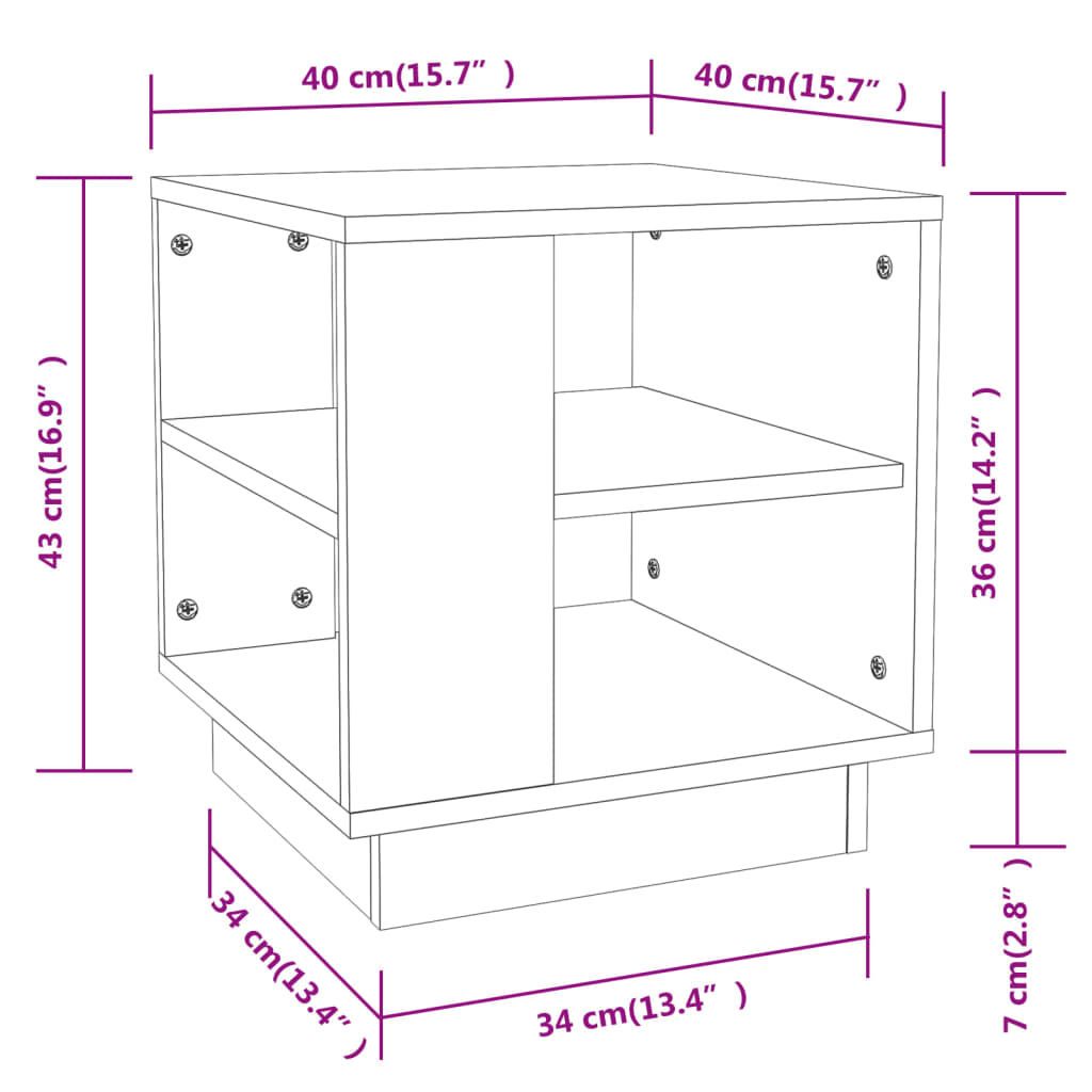 Table basse Noir 40x40x43 cm Bois d'ingénierie