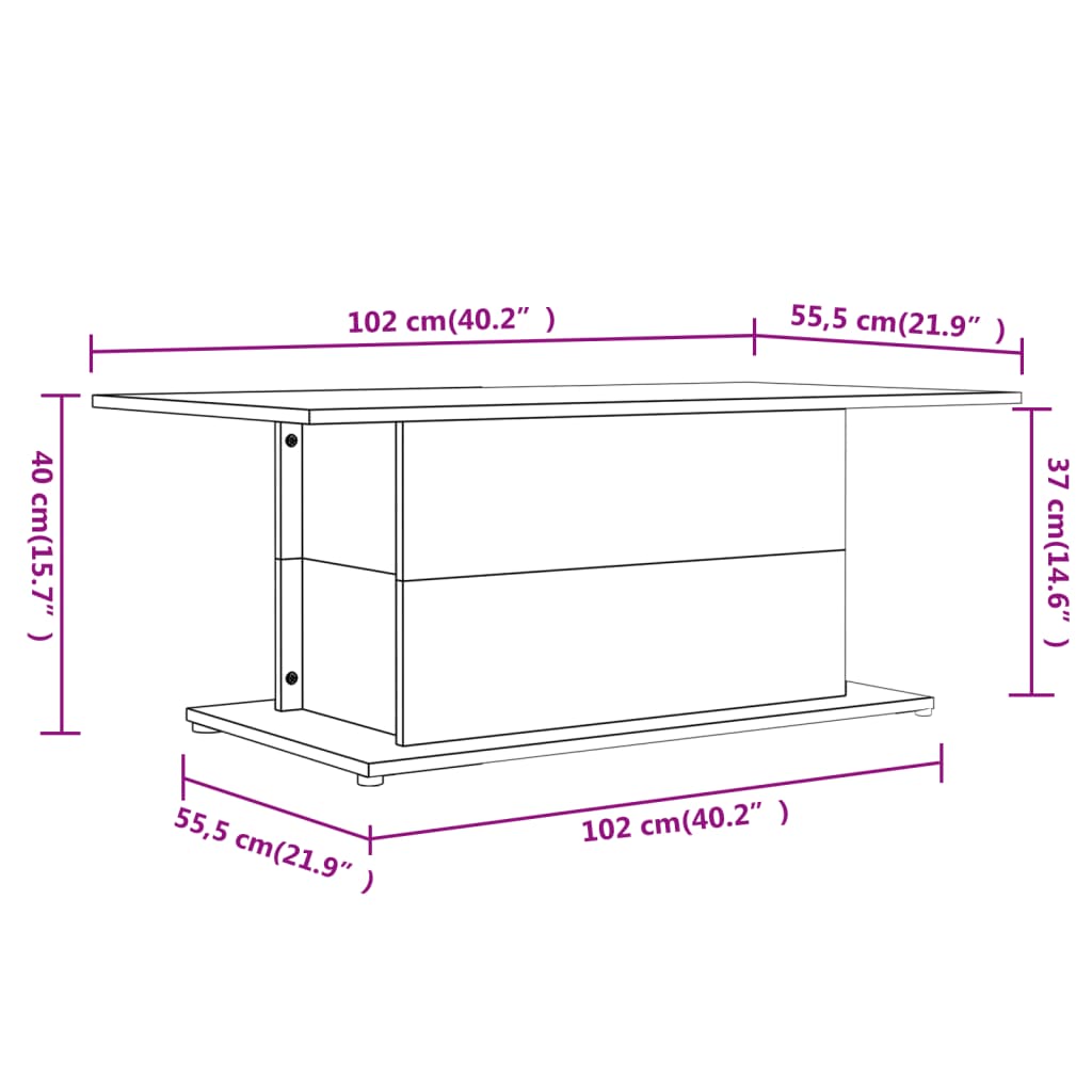 Table basse blanc 102x55,5x40 cm bois d'ingénierie