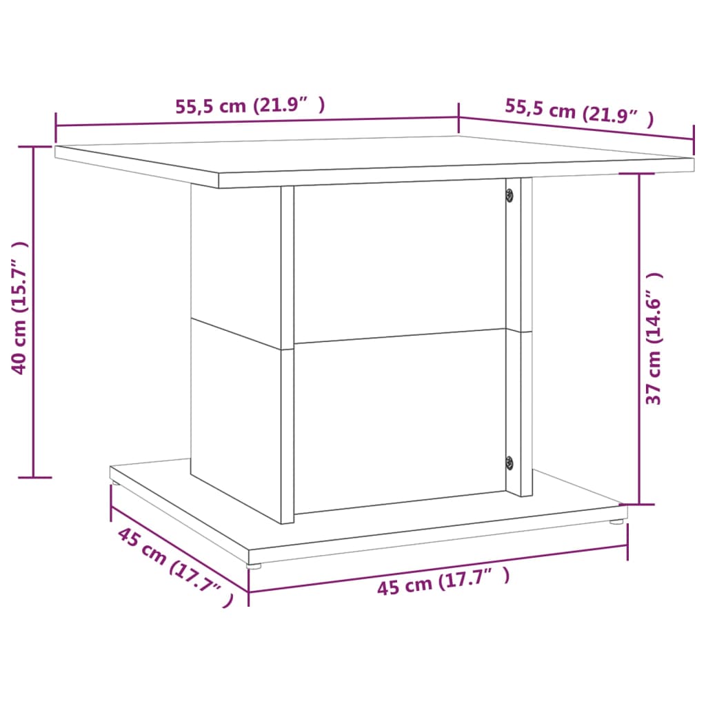 Table basse blanc 55,5x55,5x40 cm bois d'ingénierie