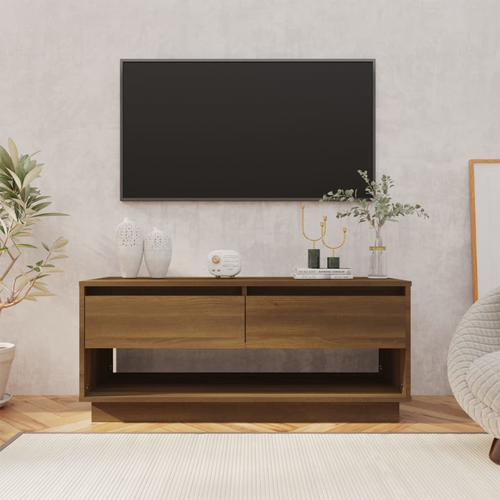 Meuble TV Chêne marron 102x41x44 cm Bois d'ingénierie