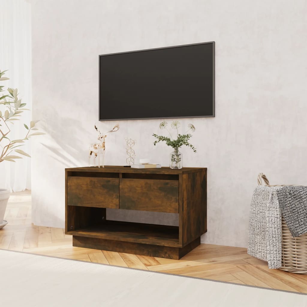 Meuble TV chêne fumé 70x41x44 cm bois d'ingénierie