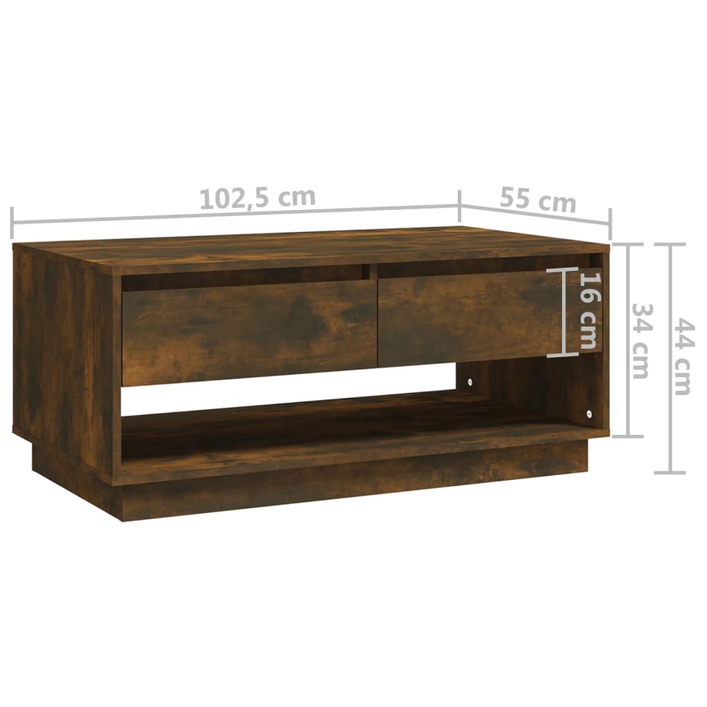 Table basse Chêne fumé 102,5x55x44 cm Bois d'ingénierie