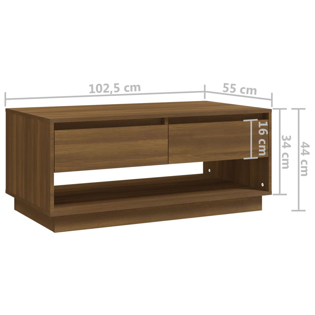 Table basse Chêne marron 102,5x55x44 cm Bois d'ingénierie