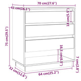 Buffet Sonoma gris 70x41x75 cm Bois d'ingénierie