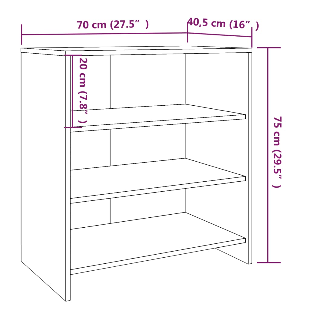 Buffet Sonoma gris 70x40,5x75 cm Bois d'ingénierie