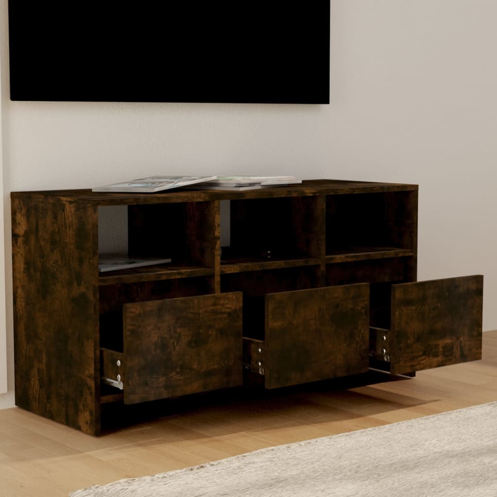 Meuble TV Chêne fumé 102x37,5x52,5 cm Bois d'ingénierie