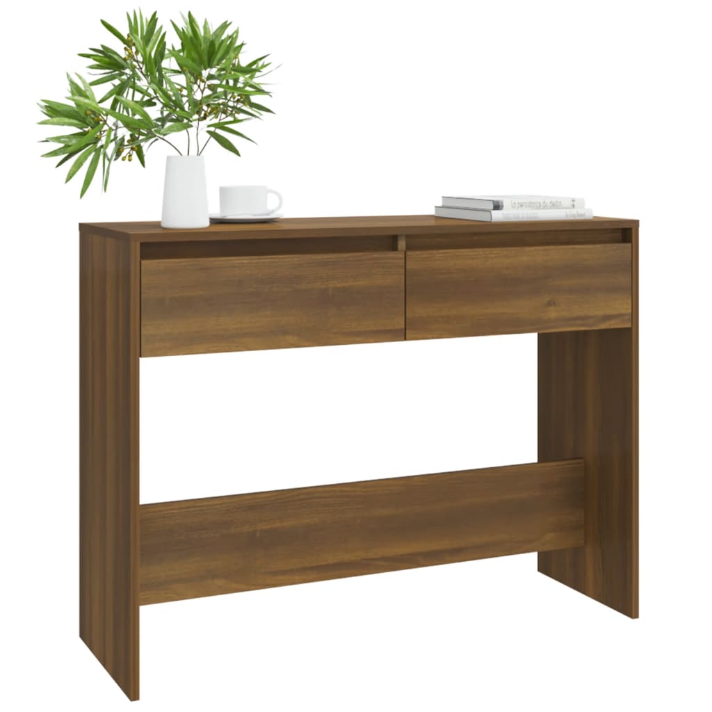 Table console chêne marron 100x35x76,5 cm bois d'ingénierie