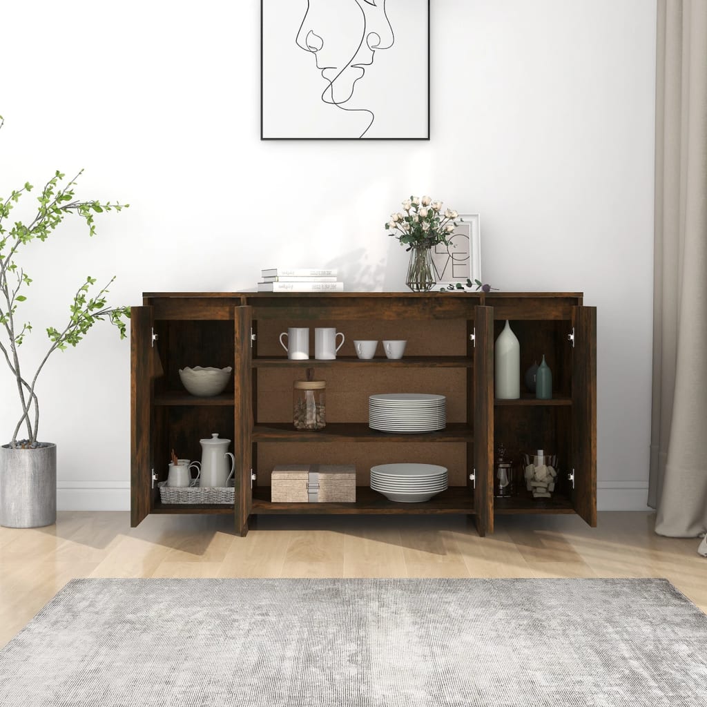 Smoked oak sideboard 135x41x75 cm engineered wood