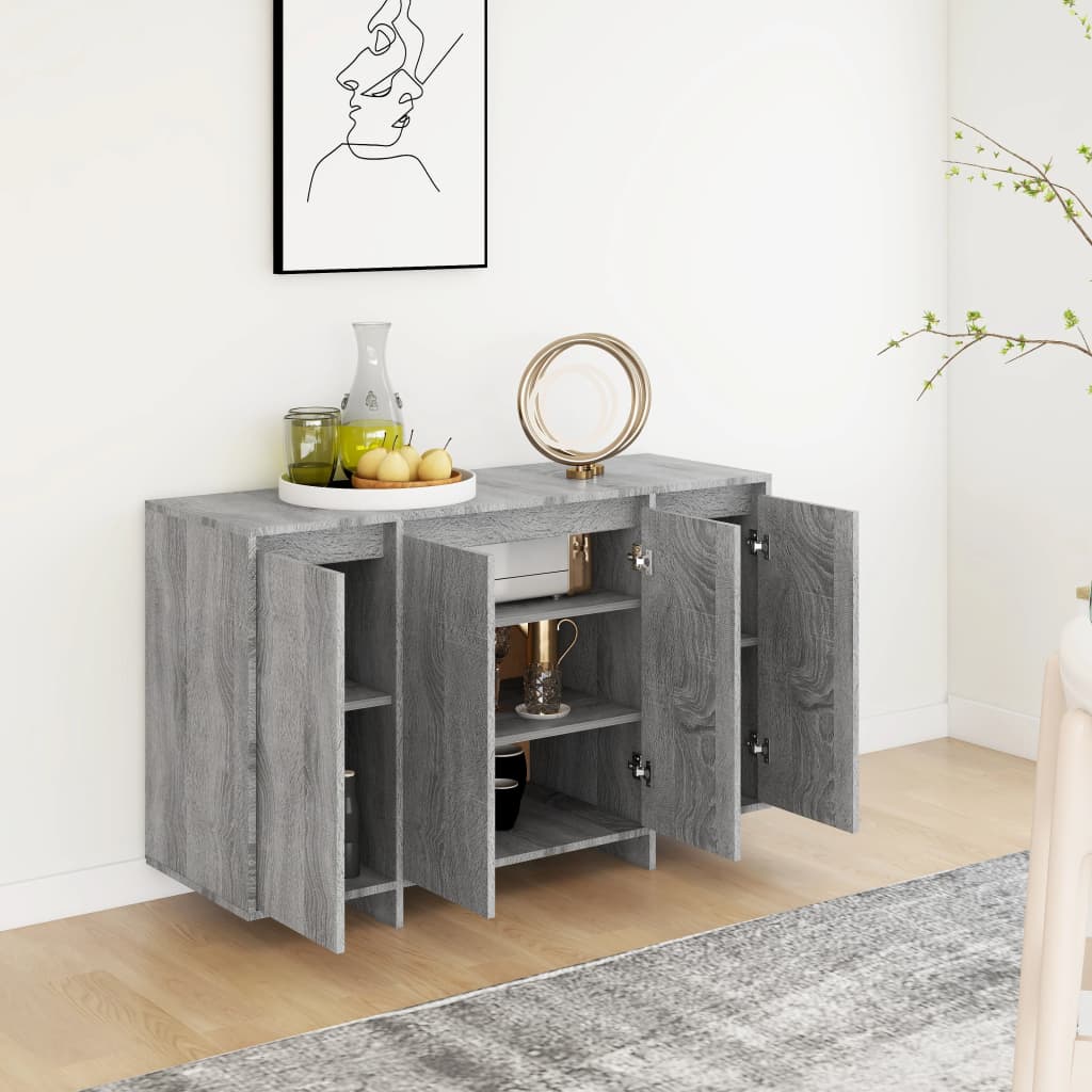 Sonoma graues Sideboard 120x41x75 cm, Holzwerkstoff