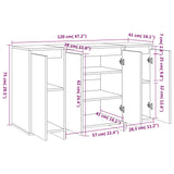 Sonoma graues Sideboard 120x41x75 cm, Holzwerkstoff