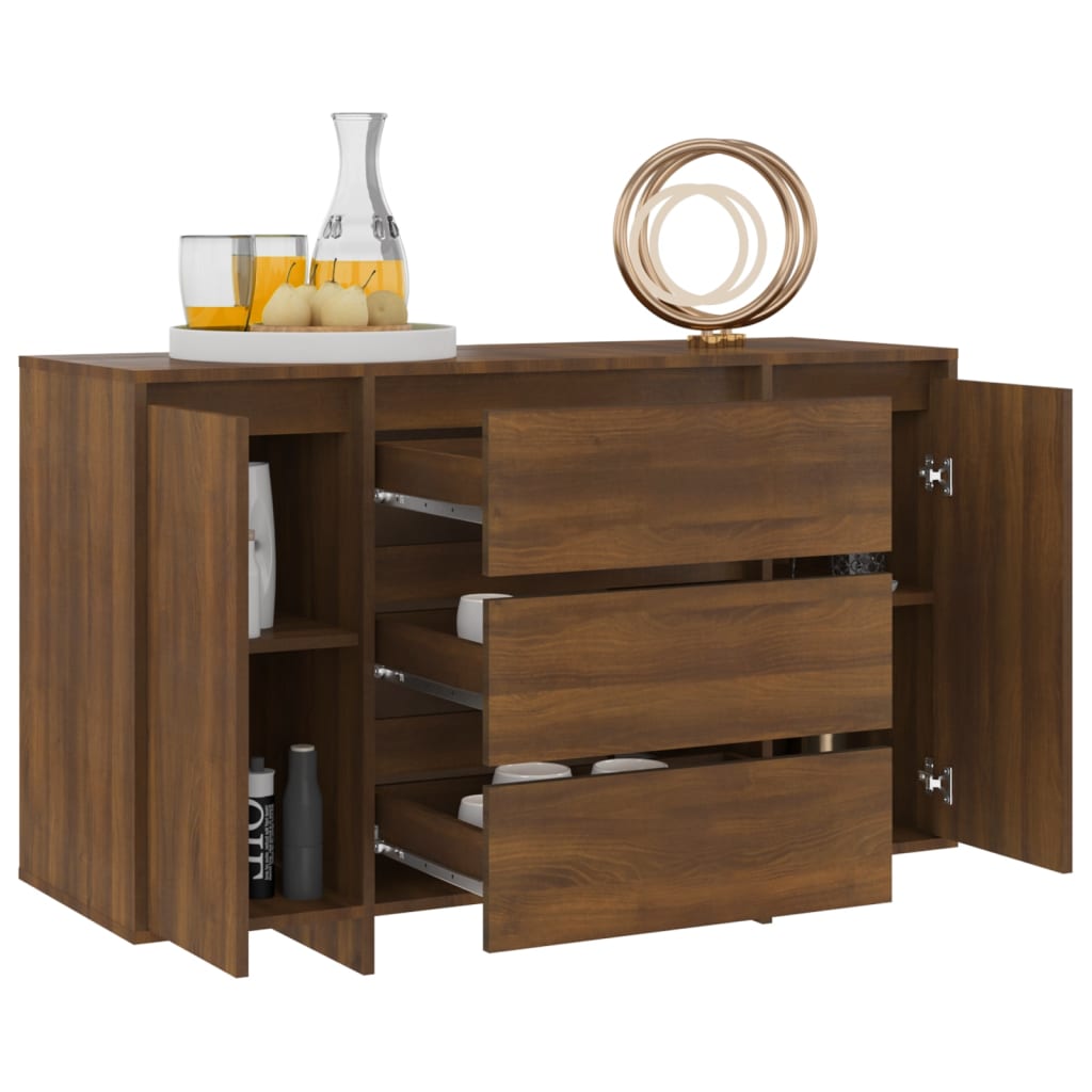 Buffet avec 3tiroirs chêne marron 120x41x75cm bois d'ingénierie