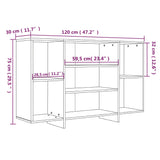 Sideboard aus geräucherter Eiche, 120 x 30 x 75 cm, Holzwerkstoff