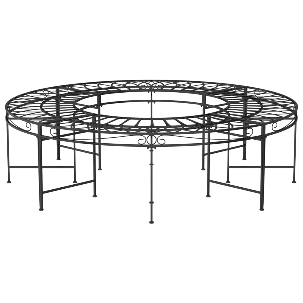 Runde Baumturmbank Ø160 cm Schwarzer Stahl