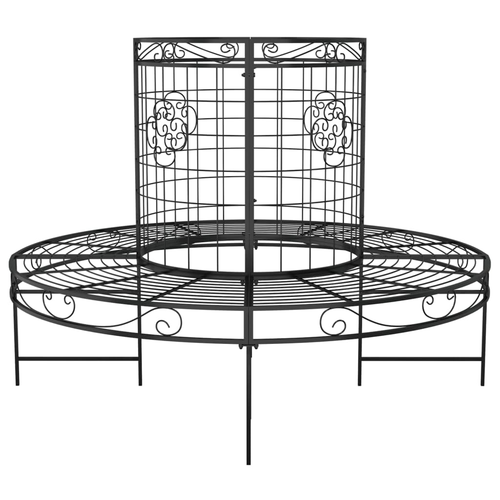 Runde Baumturmbank Ø137 cm Schwarzer Stahl