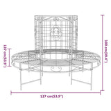 Runde Baumturmbank Ø137 cm Schwarzer Stahl