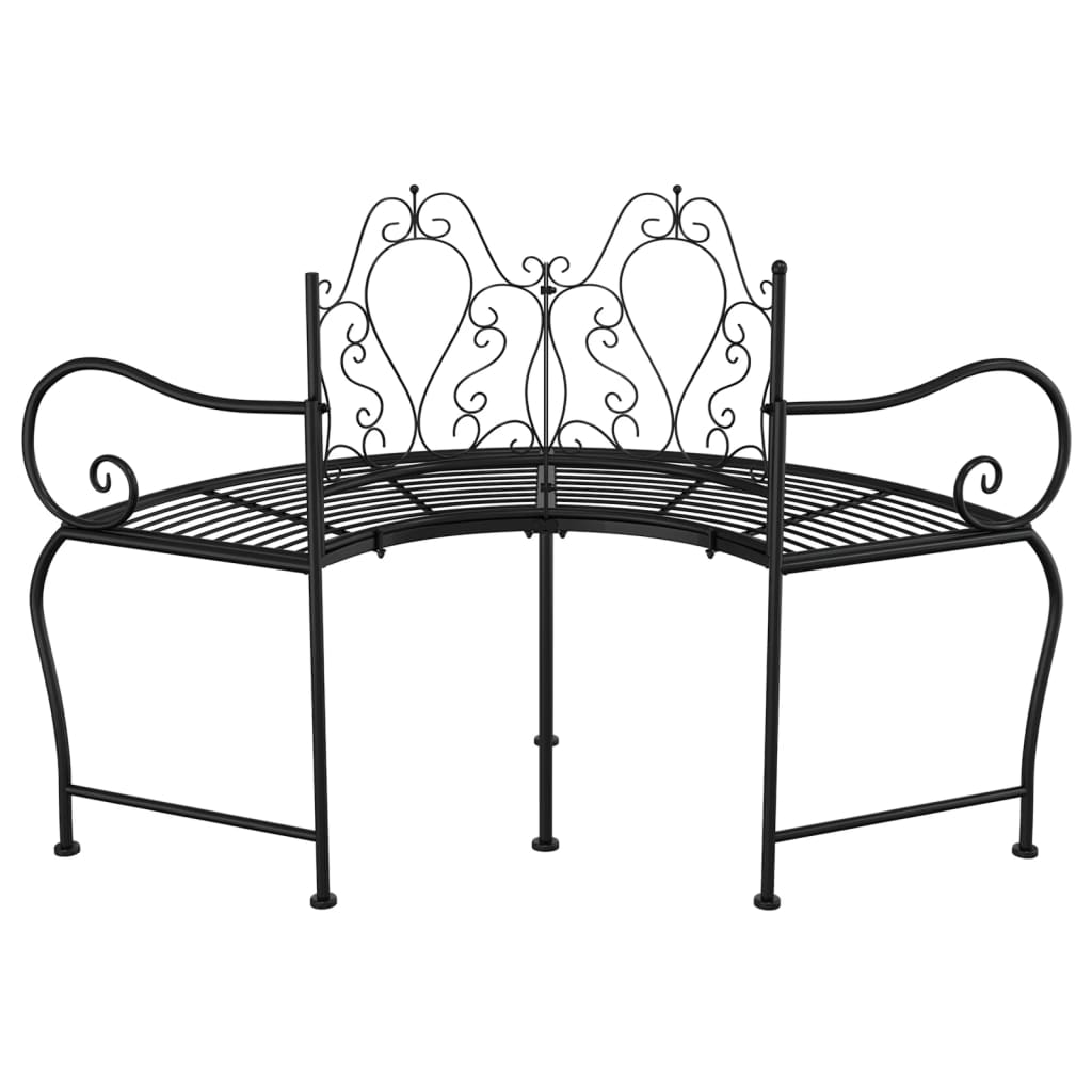 Banc tour d'arbre 150 cm Noir Acier