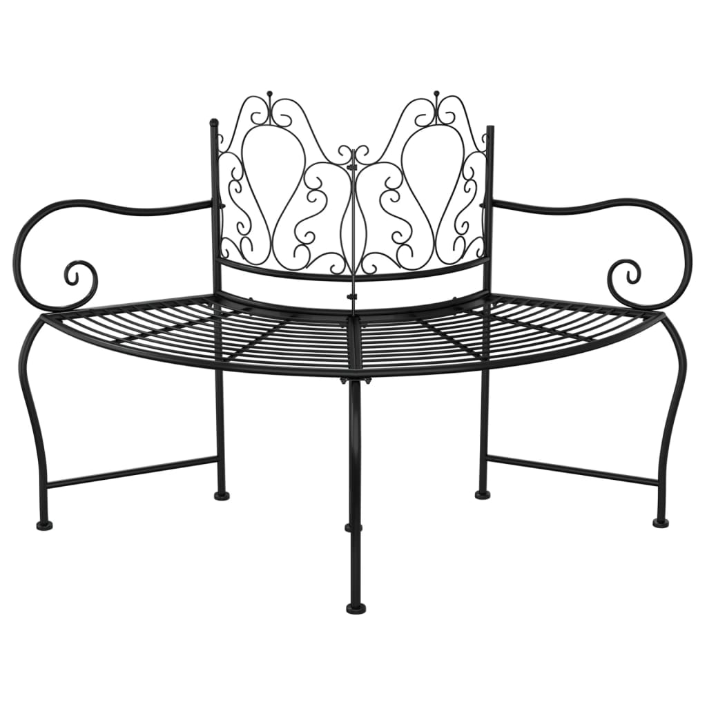 Banc tour d'arbre 150 cm Noir Acier