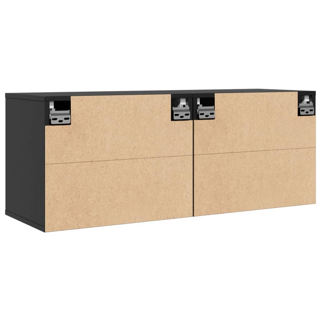 Armoires murales 2 pcs Noir 45x30x35 cm Bois de pin massif