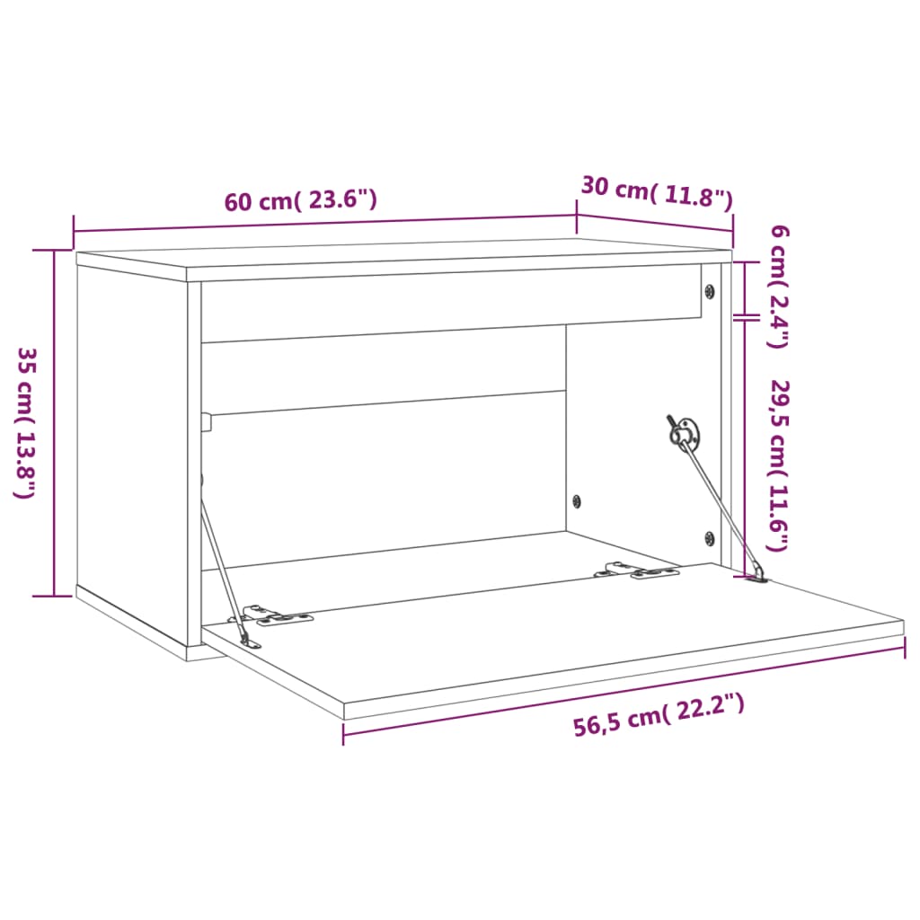 Armoire murale 60x30x35 cm Bois de pin massif